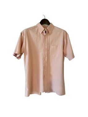 Togo Men's Salmon Button Down Shirt 100% Cotton Size M